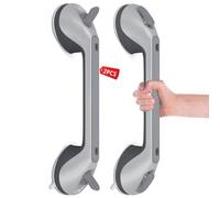 LORESJOY Grab Rail Shower Grab Bars for Seniors, 2 x 16 Inch Grab Rail with Suction Cup for Elderly, Mobile Bathroom Grab Handle, Non-Slip Suction Cup for Bathroom, Toilet, No Drilling, Shower Grab