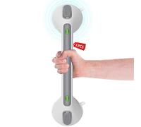 LORESJOY Suction Grab Rail for Bathroom, 16in, ABS Material, Non-Slip Finish, Green/Red Indicator, 100kg Weight Capacity