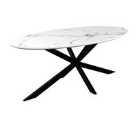 loreto wooden oval coffee table in white marble effect