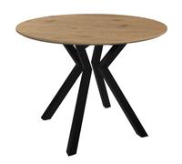 loreto wooden round dining table in natural oak effect