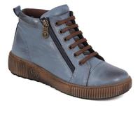 Loretta Womens Leather Lace-Up Boots Denim Size 5 | Autumn Winter Collection | Lace Up Boot | Zip | Block
