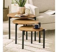 Lorette Nest of 3 Side Tables - Teardrop - Oak