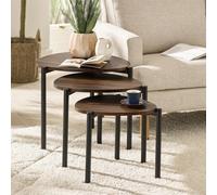 Lorette Nest of 3 Side Tables - Teardrop - Walnut