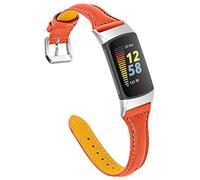 Lorheyar Fashion Strap Compatible with Fitbit Charge 2/3/4/5/6, Adjustable Soft Wrist Bands Slim Replacement Leather Bracelet Sport Wristband Compatible with Charge 2/3/4/5/6 Orange,charge2