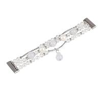 Lorheyar Stylish Bands Compatible with Fitbit Charge2/3/4/5, Agate Beaded Watchband Replacement Wristband Wrist Bracelet Compatible with Charge2/3/4/5 Silver,charge5