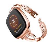 Lorheyar Watch Band for Women Compatible with Fitbitversa 3/sense/versa 4/sense2, Stainless Steel Replacement Strap Bling Bracelet Compatible with Versa Rose Gold,versa 4/sense2