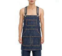 Lorheyar Work Tool Apron for Men And Women with Large Pockets And Adjustable Neck Strap for Cooking, BBQ, GardeningBlue,75CM