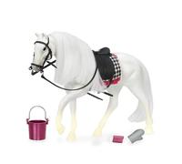 Lori Camarillo White Horse Toy, 6-Inch Mini Doll Horse, White, Horses | 8-piece horse and accessory play set with saddle, bridle, brush, pail, glove, and 2 saddle pads; for mini dolls, 6; 3+ Years
