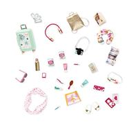 Lori Dolls - Mini Doll Travel Accessories - Luggage, Passport, Camera & More - Food for 6-inch Dolls - Travelling the World Set - Playset for Kids - 3 Years +
