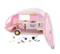 Lori - Roller Glamper - Pink Camping Trailer for 6-Inch Mini Dolls - Beds, Kitchen & Table - Dollhouse Cooking Accessories - 3+ Years