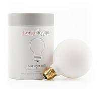 LoriaDesign 8W E27 640LM LED Porcelain Frosted Opal Glass Large Globe Bulb G100, Dimmable 2200K Warm White Light, Energy-Saving Vintage Edison Screw Lightbulb, Dimmer Decorative Pendant Ceiling Bulbs