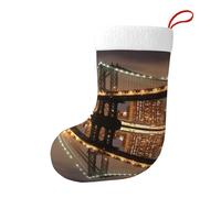 LORIAX New York Manhattan Bridge Night Printed Christmas Stockings - Festive Decoration, Xmas Party Decorations, And Gift Bags
