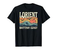 Lorient Brittany Coast, Retro Ocean Sunset French Vacation T-Shirt