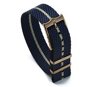 LORIER Adjustable Single Channel Braided Nylon Stripe Strap 20mm 22mm Silver/Bronze Buckle Fit For Tudor Watch strap (Color : Copper Buckle No.2, Size : 20mm)