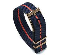 LORIER Adjustable Single Channel Braided Nylon Stripe Strap 20mm 22mm Silver/Bronze Buckle Fit For Tudor Watch strap (Color : Copper Buckle No.4, Size : 22mm)