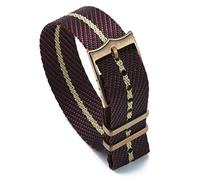 LORIER Adjustable Single Channel Braided Nylon Stripe Strap 20mm 22mm Silver/Bronze Buckle Fit For Tudor Watch strap (Color : Copper Buckle No.1, Size : 22mm)