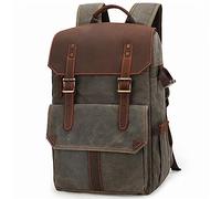 LORIER Retro Batik Waterproof Canvas Large Capacity Camera Video Backpack Travel Casual Mens DSLR Photography Shoulders Bag Tripod Case Camera bag (Color : Army Green)