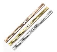 LoRier Stainless Steel Strap Silver Gold Bracelet Replacement Strap Size Dial Ladies Fashion Bracelet Watch strap (Color : Golden, Size : 8mm)