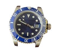 LORIER SUB Watch Automatic Movement 40mm Stainless Steel Case Men's Modification Accessories Blue Dial Luminous Pointer Ceramic Bezel Watch case (Color : 7)