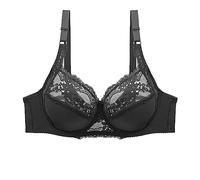 LoRier Women’s Push up Floral Embroidery Lace Plus Size Plunge Bra Underwire Non Padded Soft Cup 38C Sexy Black