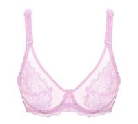 LoRier Women's Sexy Lace Bra See-Through Bralette Non Padded Unlined Bra Underwire Good Support Bra for Women Comfortable Everyday Naughty Underwear for Bedroom Sheer Bras Pink-Purple 42E