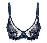 LoRier Women's Sexy Lace Bra See-Through Bralette Non Padded Unlined Bra Underwire Good Support Bra for Women Comfortable Everyday Naughty Underwear for Bedroom Sheer Bras Dark Green 36C