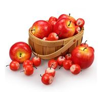 Lorigun 30 Pcs Artificial Red Apples, Fake Red Apples Decorative Fruit Lifelike Faux Apples Decorations Chirstmas, Fake Fruits Apples for Party Home Kitchen Table Basket Decor