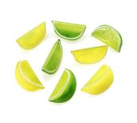 Lorigun 8pcs Fake Lemon Wedge Slice Garnish Artificial Fruit Lemon Block Faux Food House Decoration(Green Yellow,Each Color 4Pcs)