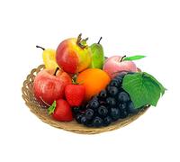 Lorigun 9 PCS Artificial Fruits, Fake Fruits for Decortion Lifelike Realistic, Assorted Faux Fruits Decor for Dining Table Display Fruits Pack Party Chirstmas Decortion Red Apple Grape Peach Oranges