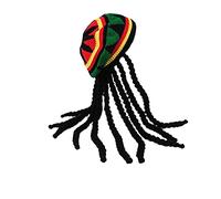 Loriketty Jamaican Style Rasta Hat - Crocheted Knitted Beret Cap, Long Braid Reggae Dreadlocks Wig Hat, XL Size Black