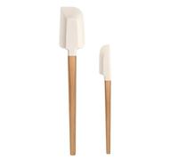 LorisArm Wooden Handle Spatula Set, 12" & 9" Rubber Spatula Silicone Spatulas for Baking Cooking and Mixing.