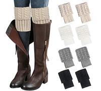 Loritta Women's Winter Warm Crochet Knitted Boot Socks, Crocheted Leg Warmers, Short Leg Warmers, Gifts, red, L