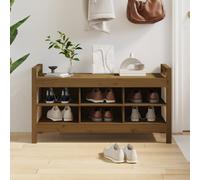 lorman wooden shoe storage bench with 6 shelves in honey brown
