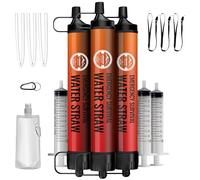Lormandy Emergency Water Filter Straw, Personal Survival Water Filtration System, Water Purifier, Outdoor Survival Gear and Equipment for Hiking Camping Accessories Cycling Fishing Preparedness (3PCS)