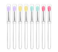 LORMAY Silicone Lip Brushes with Transparent Handles and Caps. Perfect Tools for Applying Cream Lip Mask, Eyeshadow, and Lipstick (8pcs, Multicolor)