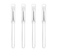 LORMAY Silicone Lip Brushes with Transparent Handles and Caps. Perfect Tools for Applying Cream Lip Mask, Eyeshadow, and Lipstick (4pcs, White)