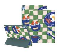 Lornpa Case for iPad (A16) 11th Generation 11 Inch 2025, iPad 10th Generation 10.9 Inch 2022, Protective Case with Pencil Holder, Trifold Smart Stand Cover with Cute Pattern for Girls, Green Tea Cup