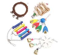 Loro pájaro pájaro escalada 5 piezas colorido madera metal plástico columpio masticar campana colgante jaula accesorios para loros pájaros jugar ejercicio