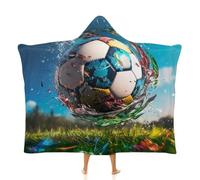 Lorolivier Colorful Football Cloak Hooded Blanket, Wearable Soft Arctic Velvet Blanket, Oversized Hoodie Throw Cloak Wrap Warm & Soft,Birthday Gifts for Woman Man Children,50"x60"