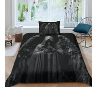 Lorolivier Fallen Angel Duvet Cover Bedding Set 3D Print Dark Death Microfiber Comforter Cover Bedspread Cover 2 Pcs Quilt Cover with Pillowcases Zipper Soft for Kids,Single（135x200cm）