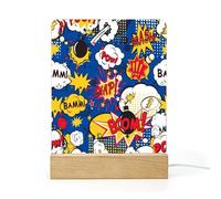 Lorolivier Personalised Acrylic Board Night Light Explosions Bombs Graffiti Night Led Light Children Desk Bedside Lamp Wooden Base Nightlight Toddler Newborn Gift Birthday