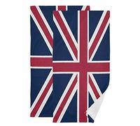 LORONA Union Jack Flag Hand Towel Set Ultra Soft Absorbent Quick-Dry Hand Towels for Bath Fitness, Bathroom, Sports, Yoga, Travel (2-Pack,28.3x14.4in)
