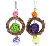 Loros Bola de ratán Anillo Campana Columpio Colgante Jaula para mascotas Decoración Accesorios para pájaros Masticar Escalada Ejercicio para pájaros pequeños medianos Plástico de