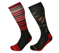Lorpen Mens T1 Ski Mid Eco Socks - 2 Pack: Black/Red: L Size: L, Colou
