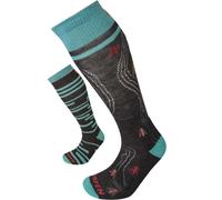 Lorpen Womens T1 Merino Ski 2 Pack Socks: Charcoal/Turquoise: M Size: