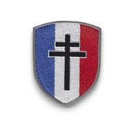 LORRAINE Cross Patch - FFI Cross of Liberation with Velcro Back and Sewing Support Provided - Made in France - Size 8 x 6.4 cm - Velvet Holder for Velcro to Sew Free