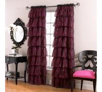Lorraine Home Fashions Gypsy Zebra Ruffle Window Panel, 56 by 63-Inch, Red/Black