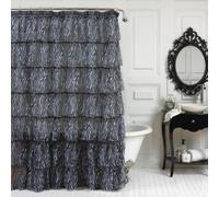 Lorraine Home Fashions Gypsy Zebra Shower Curtain, 70 by 72-Inch, White/Black