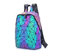 LorranTree Geometric Backpack Luminous Backpacks Holographic Reflective Bag Lumikay Bags Irredescent Rucksack Rainbow, A2, OneSize, Rucksack Backpacks