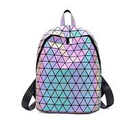 LorranTree Geometric Backpack Luminous Backpacks Holographic Reflective Bag Lumikay Bags Irredescent Rucksack Rainbow, Luminous, One Size, Rucksack Backpacks